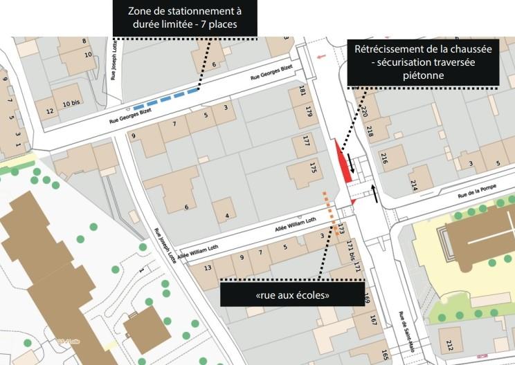 Plan d'accès à l'école Joseph logtte le matin et le midi