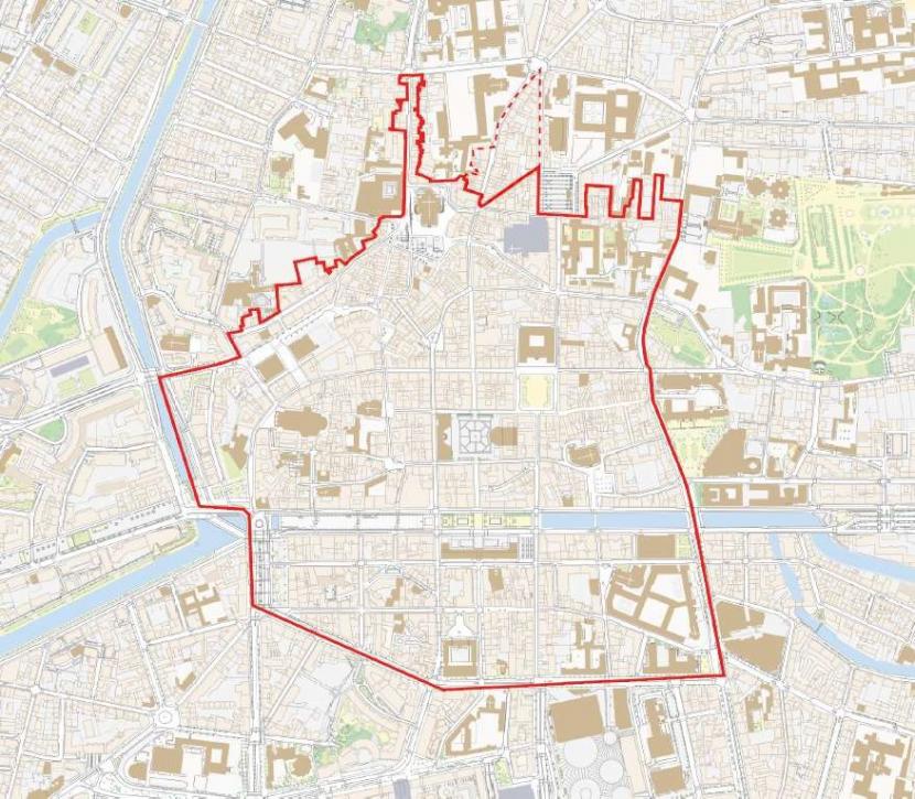 Vue de périmètre envisagé pour l'opération d'aménagement 2023-2030