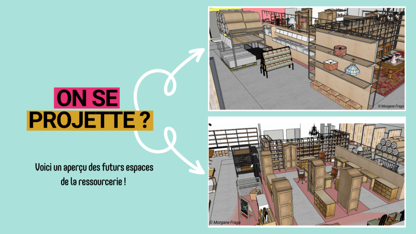 Affichette représentant des plans du nouveau aménagement de La Belle Déchette