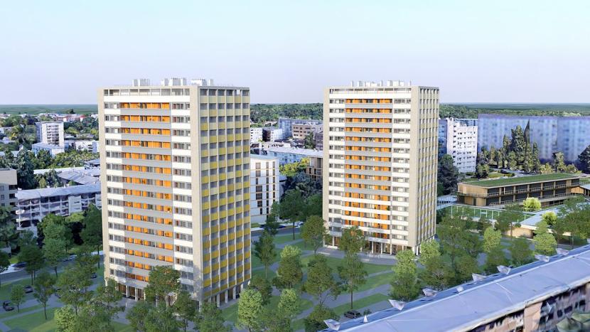 Une vue d'architecte des tours Cézembre et Brocéliandre après réhabilitation.